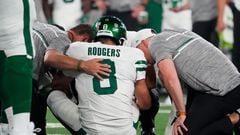 The Jets’ quarterback’s season abruptly ended due to a surprise injury during the game against the Bills. How did Rodgers sustain the injury?