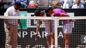 Nadal solo disputó tres juegos: Almagro se retiró lesionado