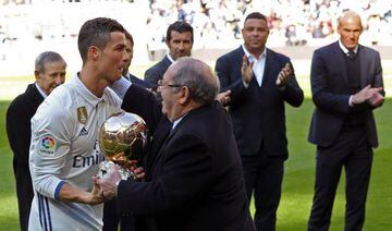 Ronaldo presented with his fourth Ballon d'Or award.