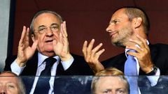 Florentino Perez, president of Real Madrid, together with Aleksander Ceferin, president of UEFA.