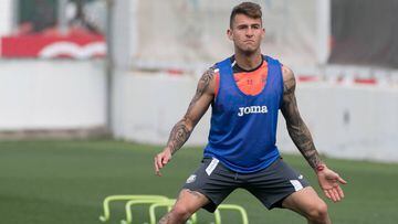 Dani Raba, en un entrenamiento del Villarreal.