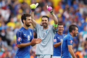 Gianluigi Buffon and Italy await Spain in the next round.