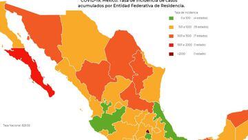 Mapa, muertes y casos de coronavirus en México por estados hoy 25 de noviembre