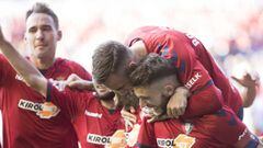 Alegr&iacute;a de los jugadores de Osasuna tras su victoria al Albacete