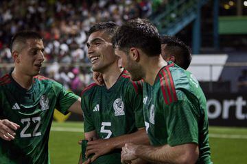  Johan Vasquez celebrates his goal 0-1 of Mexico  during the game Surinam vs Mexico National Team (Mexican National Team), corresponding to Group A of League A of the CONCACAF Nations League 2022-2023, at Dr. Ir. Franklin Essed Stadium, on March 23, 2023.


