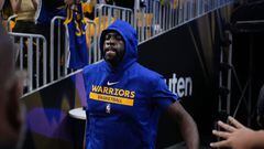SAN FRANCISCO, CALIFORNIA - APRIL 23: Draymond Green #23 of the Golden State Warriors takes the court for warm-up before playing the Sacramento Kings in Game Four of the Western Conference First Round Playoffs at Chase Center on April 23, 2023 in San Francisco, California. NOTE TO USER: User expressly acknowledges and agrees that, by downloading and or using this photograph, User is consenting to the terms and conditions of the Getty Images License Agreement.   Loren Elliott/Getty Images/AFP (Photo by Loren Elliott / GETTY IMAGES NORTH AMERICA / Getty Images via AFP)