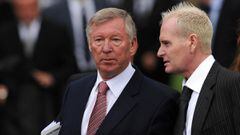 El ex entrenador del Manchester United, Sir Alex Ferguson, junto a Paul Gascoigne.