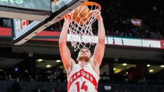 Toronto Raptors guard Svi Mykhailiuk dunks against the Houston Rockets during the second half at Scotiabank Arena. 