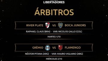 Claus dirigirá la ida del Superclásico en la Copa Libertadores