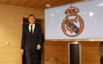 Toni Kroos at this morning's press conference in Madrid