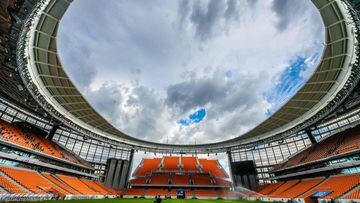 A view of Ekaterinburg Arena in Yekaterinburg on May 24, 2018. The 35,000-seater stadium will host four group matches of the 2018 FIFA World Cup.