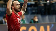 Ricardinho of Portugal celebrates after scoring during the UEFA Futsal Euro Championships Group A match against hosts Serbia in Belgrade