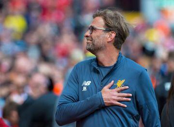 Liverpool's manager Jürgen Klopp reacts as Liverpool take apart Middlesbrough at Anfield.
