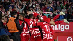 GIRONA, SPAIN - NOVEMBER 04: Ivan Martin of Girona FC celebrates scoring his teams second goal of the game with team mates during the LaLiga Santander match between Girona FC and Athletic Club at Montilivi Stadium on November 04, 2022 in Girona, Spain. (Photo by Alex Caparros/Getty Images)