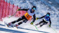 Imagen de la competición del Supergigante en clase Visual Impaired durante los Mundiales de Para Esquí de Espot 2023.