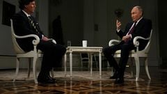 Russian President Vladimir Putin speaks during an interview with U.S. television host Tucker Carlson in Moscow, Russia February 6, 2024. Sputnik/Gavriil Grigorov/Kremlin via REUTERS ATTENTION EDITORS - THIS IMAGE WAS PROVIDED BY A THIRD PARTY.