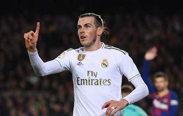 Real Madrid's Welsh forward Gareth Bale reacts during the "El Clasico" Spanish League football match between Barcelona FC and Real Madrid CF at the Camp Nou Stadium in Barcelona on December 18, 2019, (Photo by Josep LAGO / AFP)