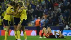 Suecia celebra el gol.
