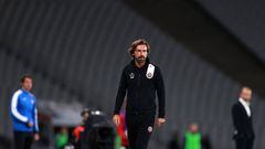 ISTANBUL, TURKIYE - OCTOBER 03: Head coach Andrea Pirlo of VavaCars Fatih Karagumruk gives tactics to his players  during the Turkish Super Lig week 8 match between VavaCars Fatih Karagumruk and Istanbulspor on October 03, 2022 in Istanbul, Turkiye. (Photo by Ali Atmaca/Anadolu Agency via Getty Images)