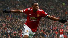 Soccer Football - Premier League - Manchester United vs Tottenham Hotspur - Old Trafford, Manchester, Britain - October 28, 2017   Manchester United&#039;s Anthony Martial celebrates scoring their first goal         Action Images via Reuters/Jason Cairndu