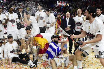 Real Madrid celebrate winning the EuroLeague in 2015.