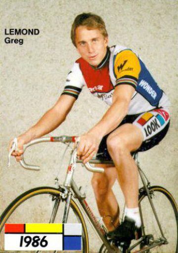 07. Posado de Greg Lemond con el equipo La Vie Claire de 1986.