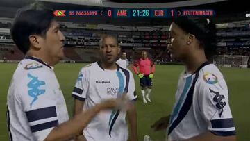 Zamorano lideró a chilenos en duelo por la paz con Ronaldinho