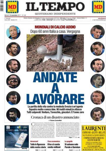 Portada del diario Il Tempo del día 14 de noviembre de 2017.