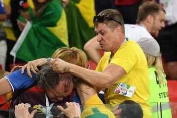 Ugly scenes in the stands during Serbia 0 - 2 Brazil
