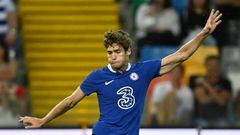UDINE, ITALY - JULY 29: Marcos Alonso of Chelsea shoots during the pre-season friendly between Chelsea and Udinese Calcio at Dacia Arena on July 29, 2022 in Udine, Italy.  (Photo by Darren Walsh/Chelsea FC via Getty Images)