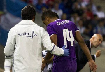 Casemiro is helped off against Espanyol