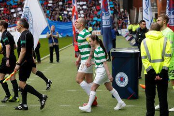 Soccer Football - Scottish Premiership - Rangers vs Celtic - Ibrox, Glasgow, Britain - March 11, 2018   Celtic’s Scott Brown leads the team out before the match    REUTERS/Russell Cheyne