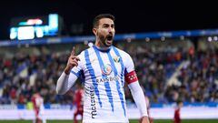 LEGANES, SPAIN - DECEMBER 19: Juan Muñoz of CD Leganes celebrates after scoring his team's first goal during the LaLiga SmartBank match between CD Leganes and Real Zaragoza at Estadio Municipal de Butarque on December 19, 2022 in Leganes, Spain. (Photo by Angel Martinez/Getty Images)
