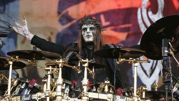 Joey Jordison de Slipknot en el escenario de Castle Donington el 13 de junio de 2009 en Leicester, Inglaterra.