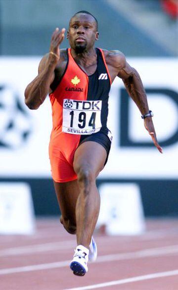 Atleta canadiense, logró su mejor registro personal de los 100m en 9,84s el 22 de agosto de 1999 en el Mundial de Atletismo en Sevilla.