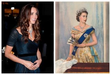 El Nizam de Hyderabad quiso obsequiar a la reina Isabel II con un regalo de bodas de Cartier y la monarca eligió la pieza más cara que la familia real británica ha tenido hasta la fecha. Con origen en la India, forma parte de un set que incluye una tiara de diamantes a juego y su precio se sitúa en casi 80 millones de euros. Ha sido utilizada por la reina y también por Kate Middleton.