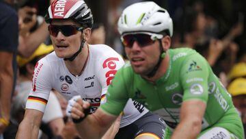 Cavendish out-dips Greipel in sprint finish to take stage three