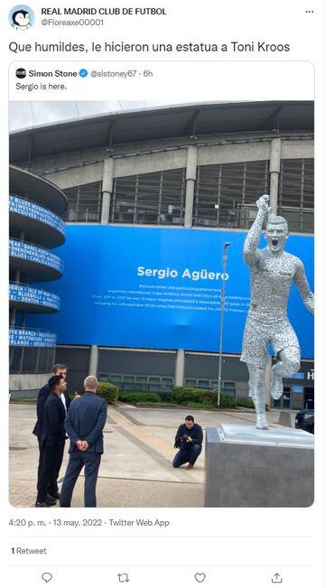 memes graciosos sobre la estatua de Agüero y su parecido con Toni Kroos