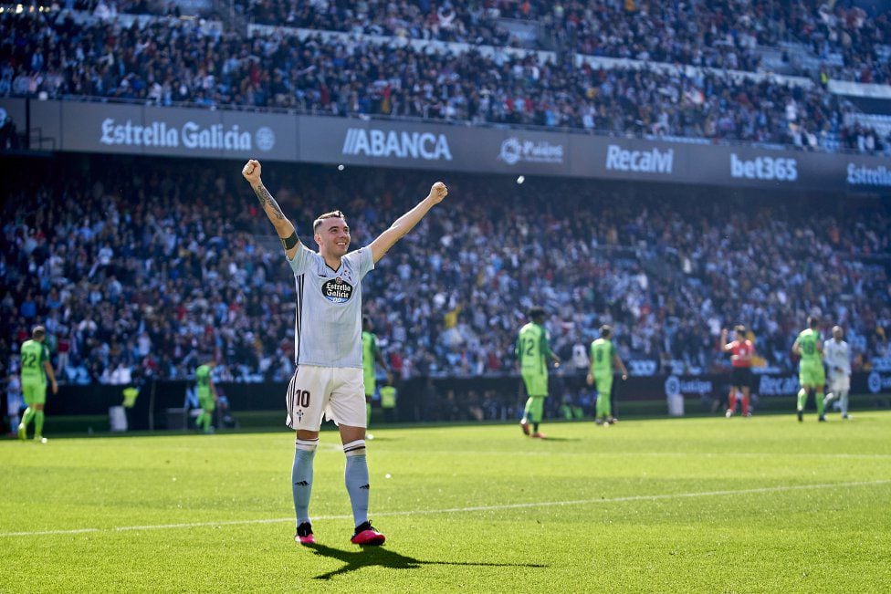 Iago Aspas celebrates another goal for Celta