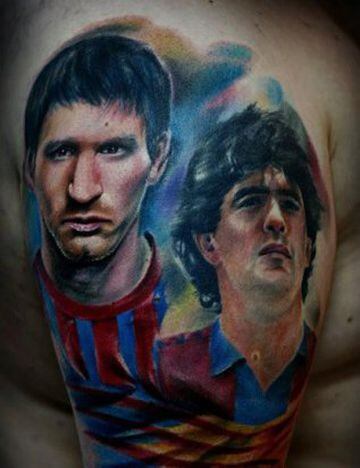 Leo Messi y Diego Armando Maradona. 