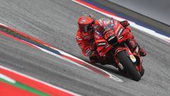 Ducati Lenovo's Italian rider Francesco Bagnaia rides while leading the MotoGP Austrian Grand Prix race at the Redbull Ring racetrack in Spielberg on August 21, 2022. (Photo by VLADIMIR SIMICEK / AFP) (Photo by VLADIMIR SIMICEK/AFP via Getty Images)