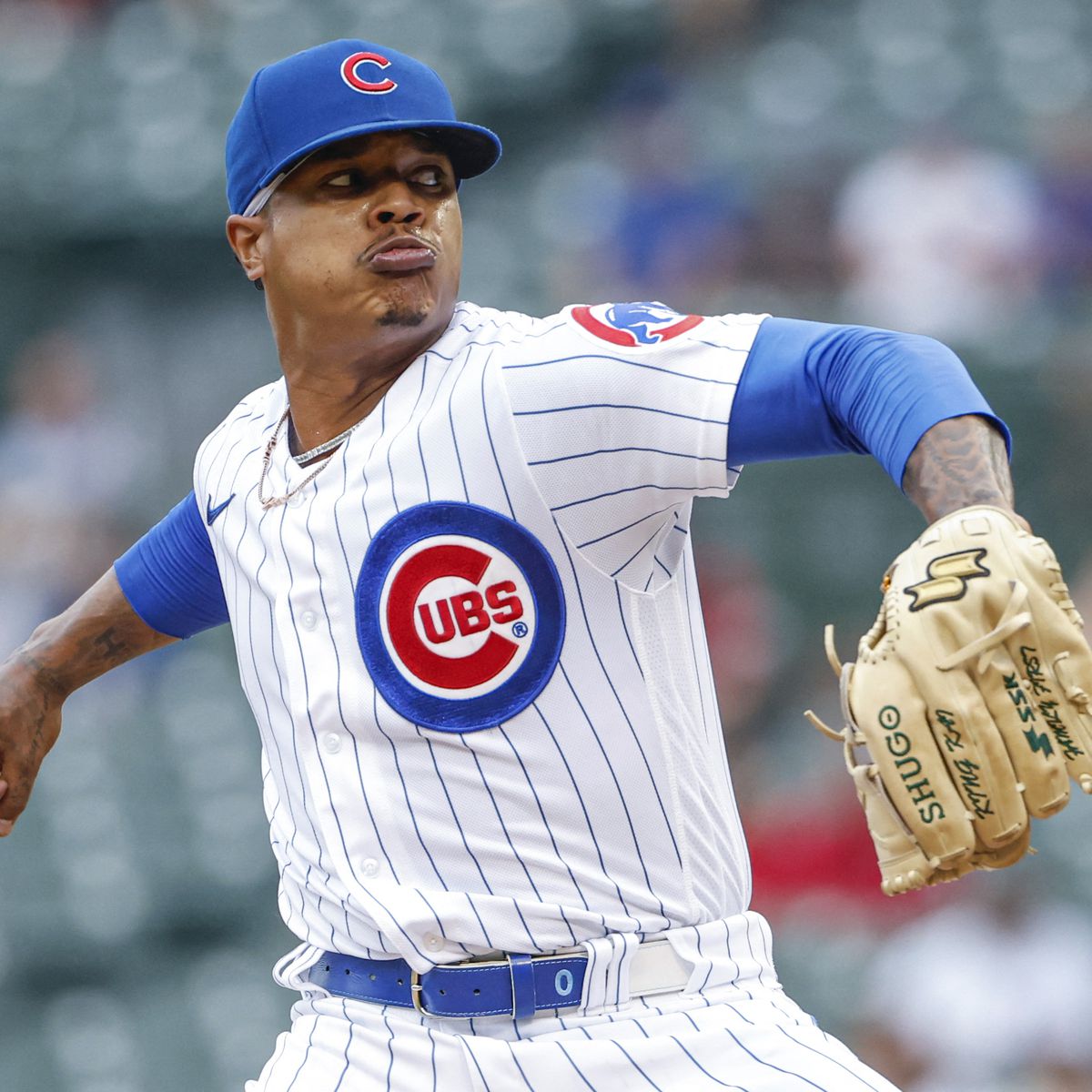 Chicago Cubs pitcher Marcus Stroman poses for a portrait after