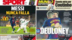 Portadas de 'Sport' y 'Mundo Deportivo' del martes, 8 de agosto de 2017.