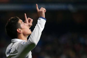 Real Madrid's James Rodriguez celebrates his first goal.
