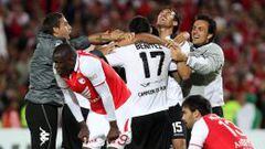 Los jugadores de Olimpia de Paraguay celebran el pase a la final de la Copa Libertadores.