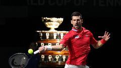 Novak Djokovic contra Cameron Norrie en la Copa Davis.