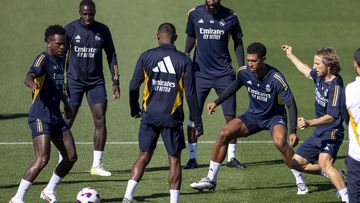 Vinícius Júnior outfoxed Real Madrid team-mate Luka Modric with this neat turn as Los Blancos trained ahead of Sunday’s clash with Atlético Madrid.