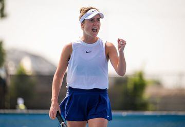 Elina Svitolina of the Ukraine in action during the semi-final of the 2021 WTA Chicago Womens Open WTA 250 tennis tournament against Rebecca Peterson.