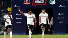 El jugador de Colo Colo, Darío Lezcano, celebra su gol contra Deportivo Cali durante el partido amistoso disputado en el estadio Monumental en Santiago, Chile.