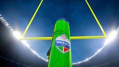 A detailed view of a field goal post before the game between the San Francisco 49ers and Arizona Cardinals at Estadio Azteca on November 21, 2022 in Mexico City, Mexico.   Manuel Velasquez/Getty Images/AFP (Photo by Manuel Velasquez / GETTY IMAGES NORTH AMERICA / Getty Images via AFP)